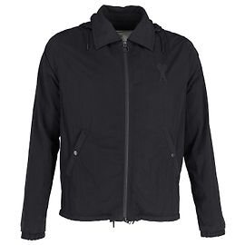 AMI Paris Hooded Bomber Jacket in Black Polyester Black