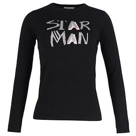 Bella Freud Star Man Metallic-Pullover aus schwarzer recycelter Wollmischung Schwarz