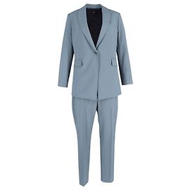 Theory Single-Breasted Blazer and Cropped Pants in Blue Wool Blue
