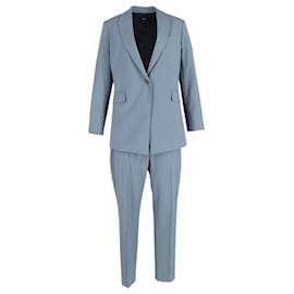 Theory-Theory Single-Breasted Blazer and Cropped Pants in Blue Wool-Blue