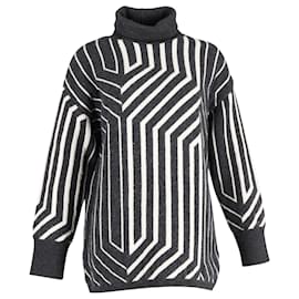 Joseph-Joseph Jacquard-Knit Turtleneck Sweater in Grey Merino Wool-Grey