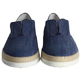 Tod's-Baskets à enfiler espadrilles Tod's en denim bleu-Bleu