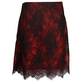 Alexander McQueen Spitzen-Bleistiftrock aus rotem Nylon Rot