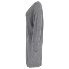 Balenciaga-Balenciaga V-neck Sweater Dress in Grey Cashmere-Grey
