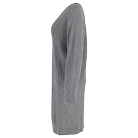 Balenciaga-Vestido suéter Balenciaga com decote em V em caxemira cinza-Cinza