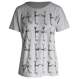 Hermès-Hermès Camiseta Estampada em Algodão Cinza-Cinza