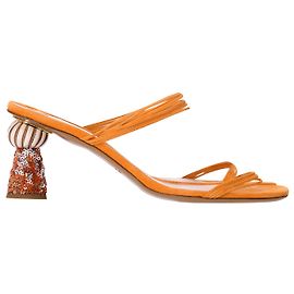 Jacquemus Sandales Les Mules Vallena En Daim Orange Orange