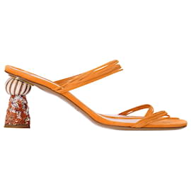 Jacquemus-Jacquemus Les Mules Vallena Sandals In Orange Suede-Orange
