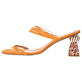 Jacquemus-Jacquemus Les Mules Vallena Sandals In Orange Suede-Orange