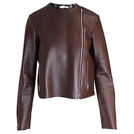 Céline-Celine Side Zipper Jacket in Brown Leather-Brown