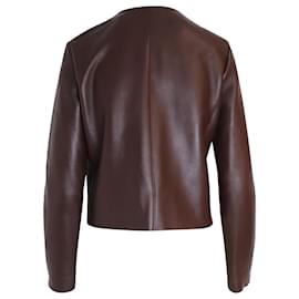 Céline-Celine Side Zipper Jacket in Brown Leather-Brown