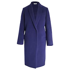 Céline-Celine Open-Front Coat in Blue Wool-Navy blue