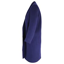 Céline-Celine Open-Front Coat in Blue Wool-Navy blue