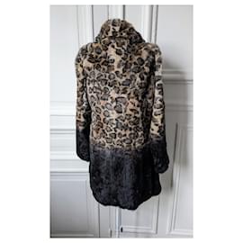 Zadig & Voltaire-Abrigo de piel Zadig et Voltaire-Negro,Estampado de leopardo