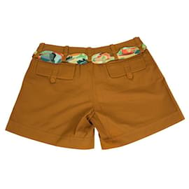 Missoni-Missoni Brown Cotton m. Mehrfarbige Seiden-Foulard-Gürtel-Shorts, Hosen, Hosen 44-Braun