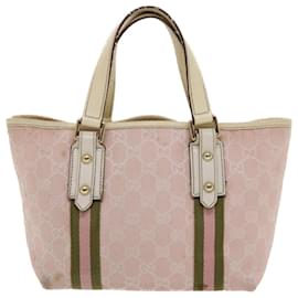 Gucci-Sac à main GUCCI GG Canvas Sherry Line Rose Blanc Vert Auth 49075-Rose,Blanc,Vert