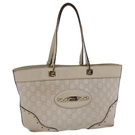 Gucci-GUCCI Gucci Shima Tote Bag Leather White Auth 49072-White