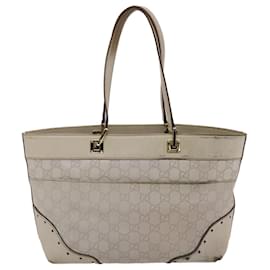 Gucci-GUCCI Gucci Shima Tote Bag Leather White Auth 49072-White