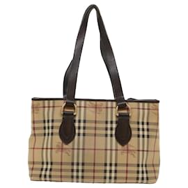 Burberry-BURBERRY Nova Check Umhängetasche PVC Leder Beige Dunkelbraun Auth yk7975-Beige,Dunkelbraun