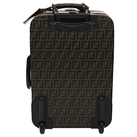 Fendi-FENDI Zucca Canvas Suitcase PVC Leather Brown Black Auth yk7848b-Brown,Black
