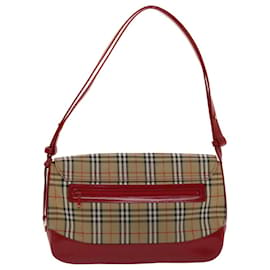Autre Marque-Burberrys Nova Check Shoulder Bag Canvas Leather Beige Red Auth 48849-Red,Beige