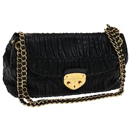 Prada-PRADA Chain Shoulder Bag Leather Black BR4695 Auth am4776-Black