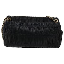 Prada-PRADA Chain Shoulder Bag Leather Black BR4695 Auth am4776-Black