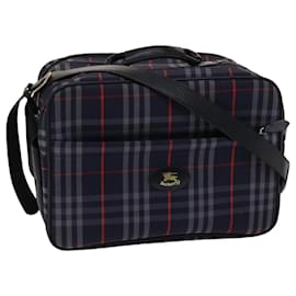 Autre Marque-Burberrys Nova Check Boston Bag Canvas Leather 2way Navy Red black Auth ki3180-Black,Red,Navy blue