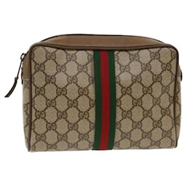 Gucci-GUCCI GG Canvas Web Sherry Line Clutch Bag Beige Red Green 39.01.012 Auth yk7950-Red,Beige,Green