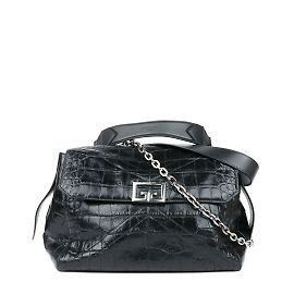 Givenchy - Croco embossed leather shoulder bag Black