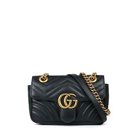 Gucci - GG Marmont Mini leather shoulder bag Black