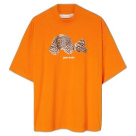 Palm Angels T-SHIRT À MANCHES COURTES ORANGE AVEC GRAPHIQUE OURS LÉOPARD Orange