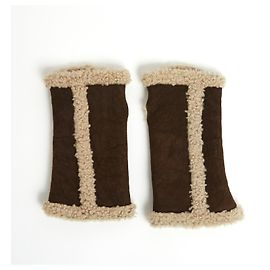 Hermès LUVAS DE SHEARLING EM6.5 LUVAS SEM DEDOS Castanho escuro