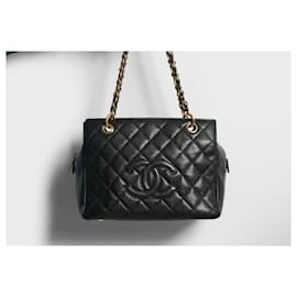 Chanel-Chanel PST Petite Shopping Tote In black Quilted CC Caviar-Black,Gold hardware