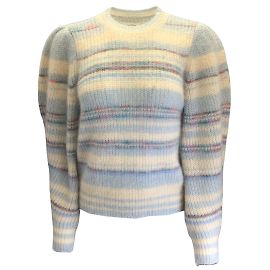 Isabel Marant Etoile Pull en mohair rayé multicolore Eleonore bleu clair Bleu