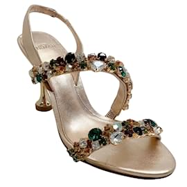 Alexandre Birman-Alexandre Birman Gold Multi Crystal Betina 85 Sandals-Multiple colors