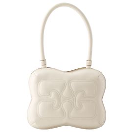 Bolsa Hobo com alça superior borboleta - Ganni - Couro - Branco Branco
