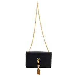 Saint Laurent-Saint Laurent Medium Kate Tassel Shoulder Bag in Black Leather-Black