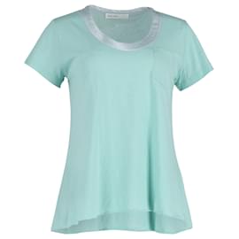 Sacai-Sacai Luck Tulle-Lined T-shirt in Turquoise Cotton-Other