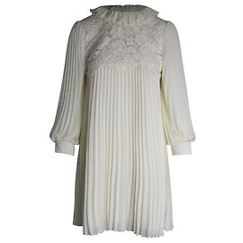 Philosophy di Lorenzo Serafini Mini-robe plissée à empiècements en dentelle en polyester blanc Blanc