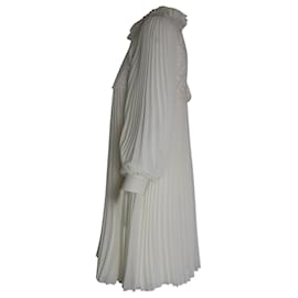 Philosophy di Lorenzo Serafini-Philosophy di Lorenzo Serafini Lace-Paneled Pleated Mini Dress in White Polyester-White