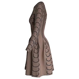 Alaïa-Mini-robe Alaia à manches longues en laine beige-Beige