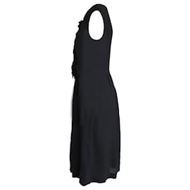 Prada-Prada Ruffled Gathered Knee-Length Dress in Black Viscose-Black