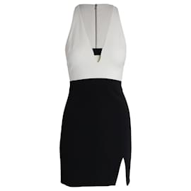 David Koma-David Koma Sleeveless Mini Dress in Black and White Acetate-White