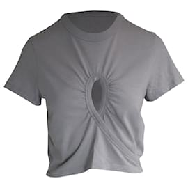 Alexander Wang-Alexander Wang Front Cut-Out T-Shirt in Grey Cotton-Grey