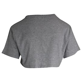 Alexander Wang-Alexander Wang Camiseta Cropped em Algodão Cinza-Cinza