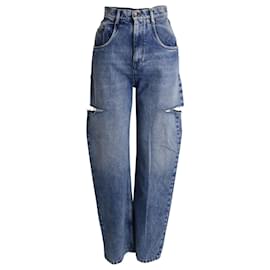 Maison Martin Margiela-Maison Margiela Jeans com recorte lateral em jeans de algodão azul-Azul