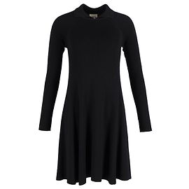 Langärmliges A-Linien-Strickkleid von Khaite aus schwarzer Wolle Schwarz