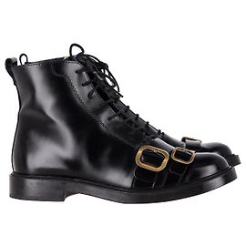 Botins Tod's com detalhe de fivela e cadarço em couro de bezerro preto Preto