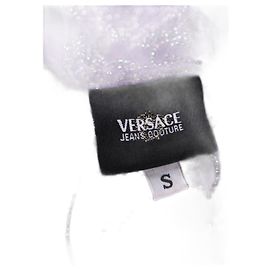 Versace Jeans Couture Paisley Crystal Studded Sleeveless Top in Purple Polyester Purple
